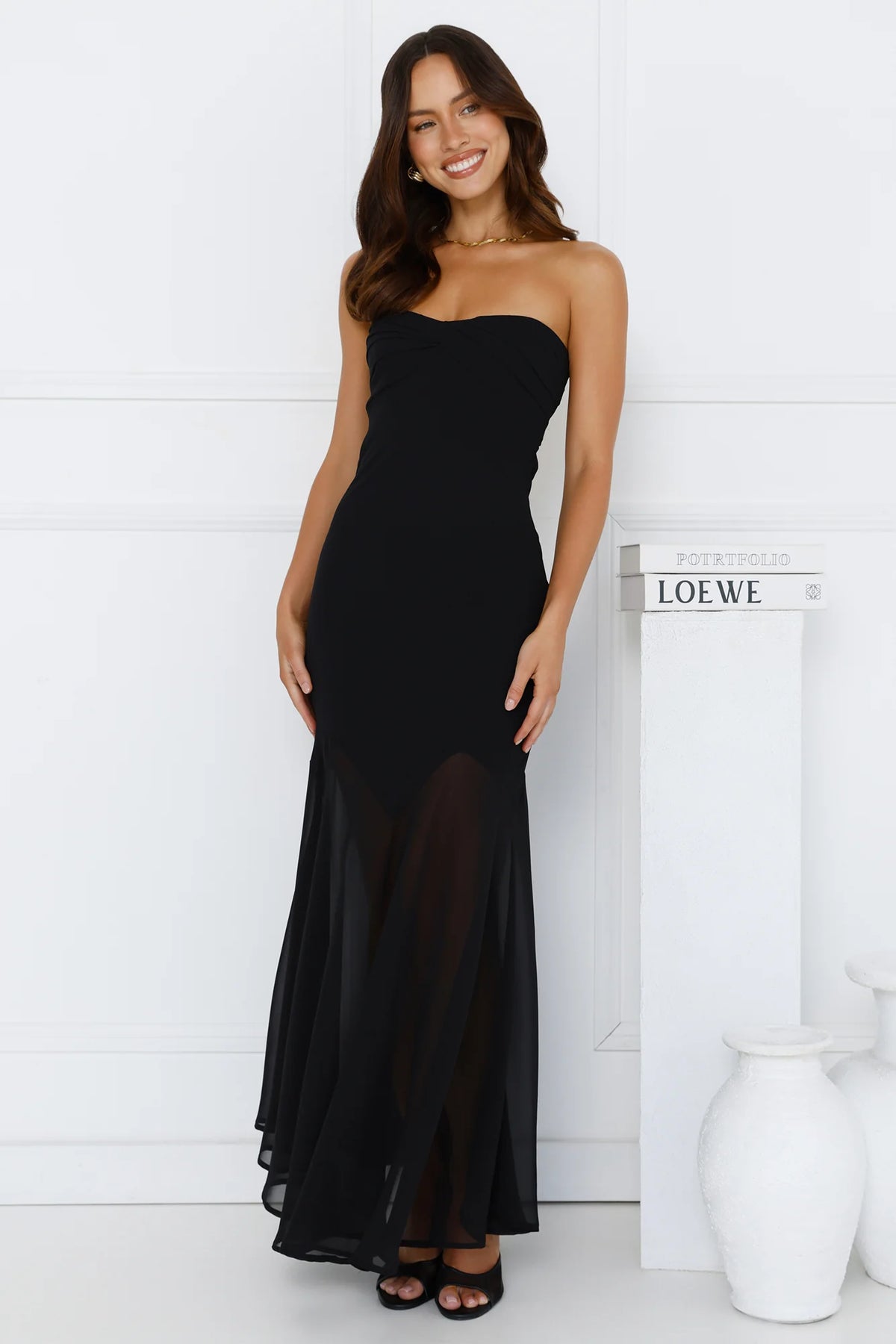 Luxe Leisure Strapless Maxi Dress Red