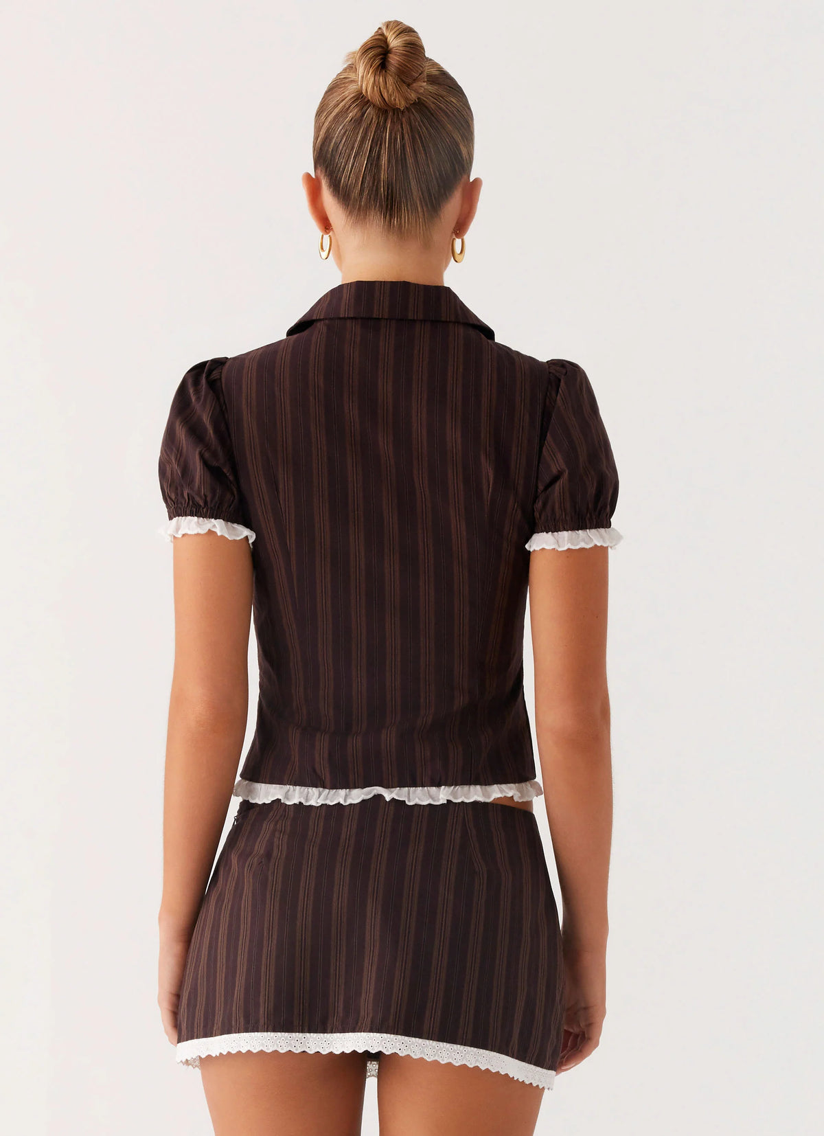 Janette Low Rise Micro Mini Skort - Toffee Stripe