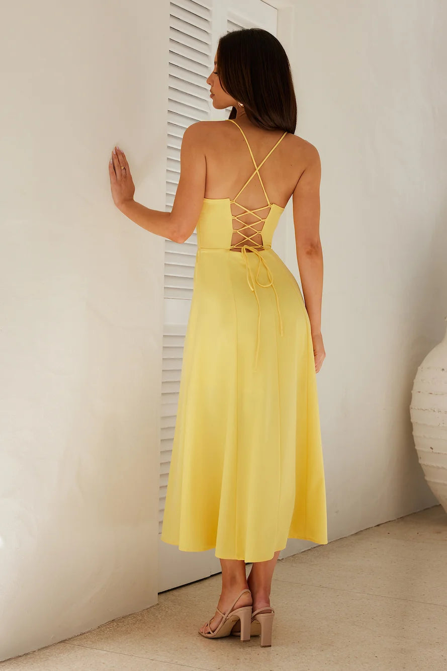 Ocean Horizon Midi Dress Yellow
