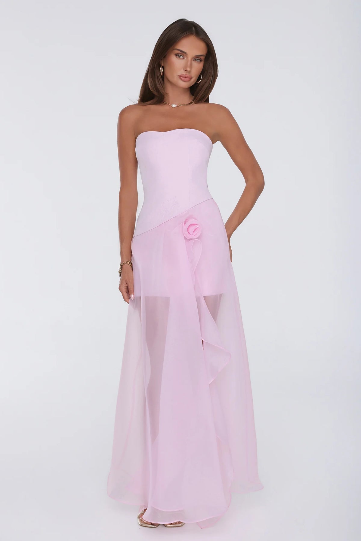 Romantic Everything Strapless Maxi Dress Pink