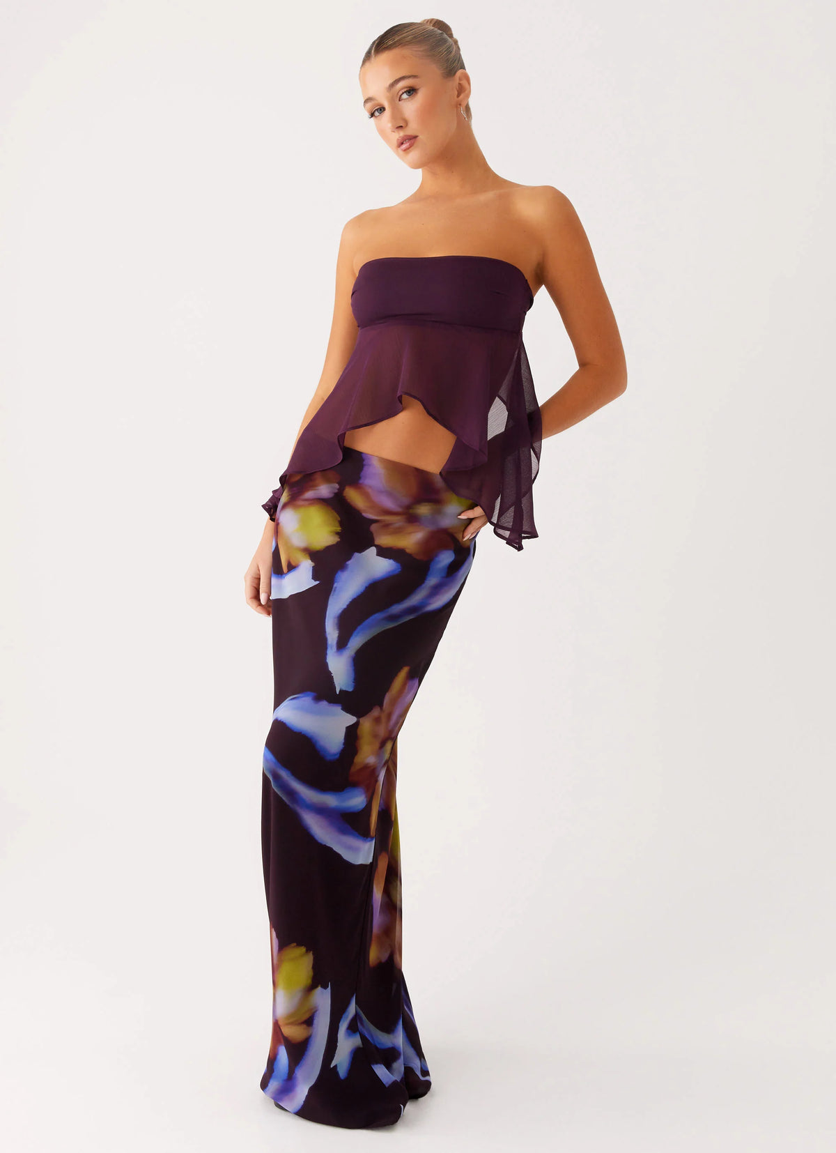 Barbados Maxi Skirt - Dark Floral
