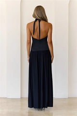 Softly Spoken Love Halter Maxi Dress Black