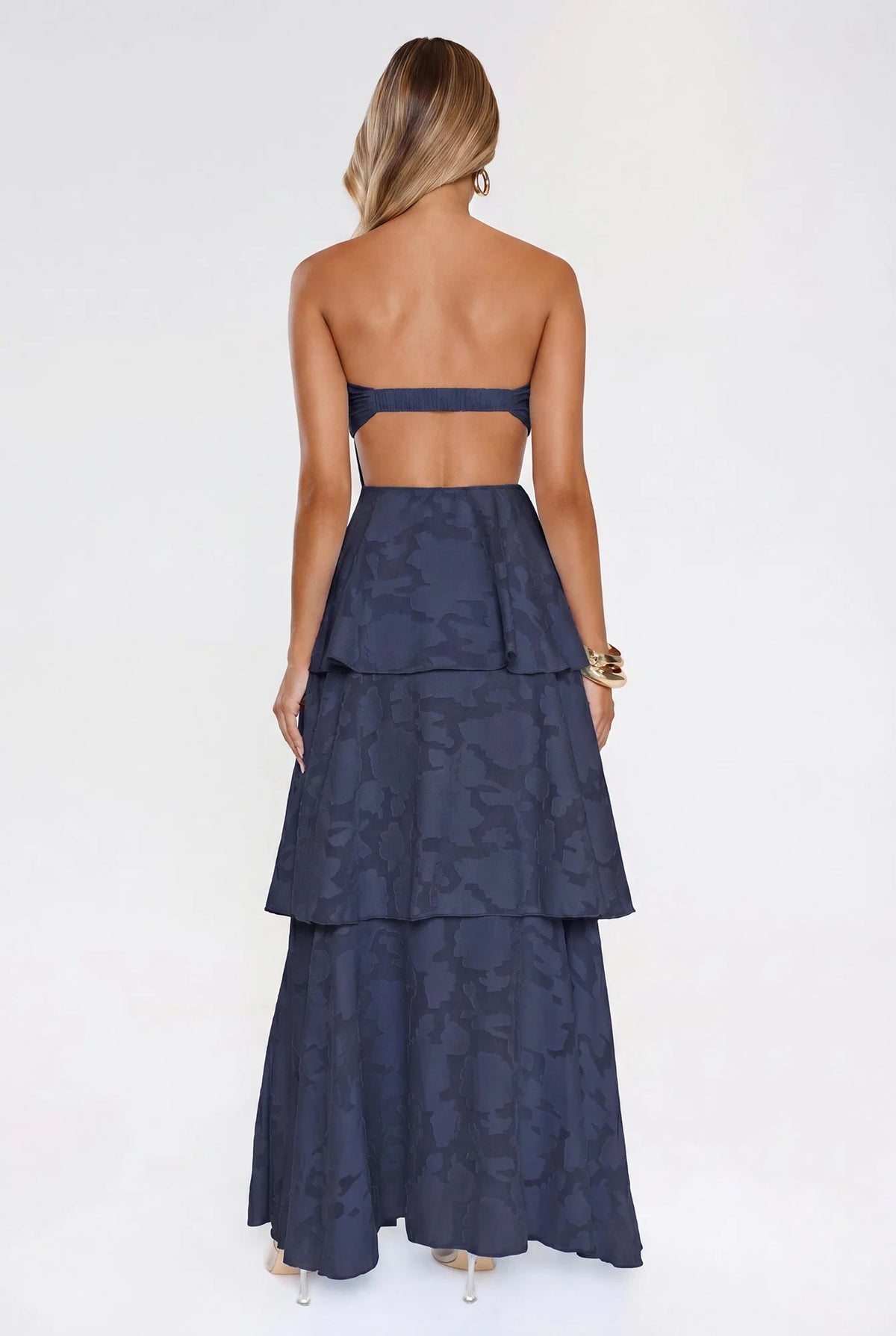 Frost Flare Strapless Maxi Dress Blue