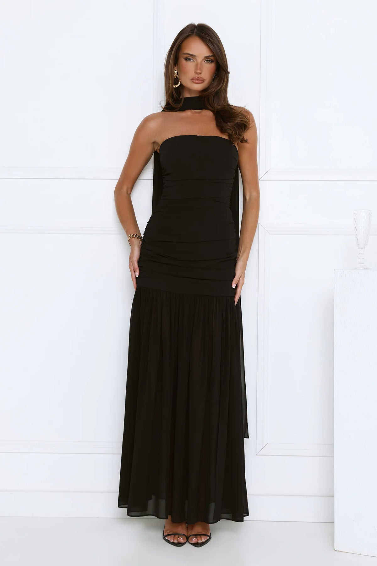 Soirée Glow Strapless Maxi Dress Pink