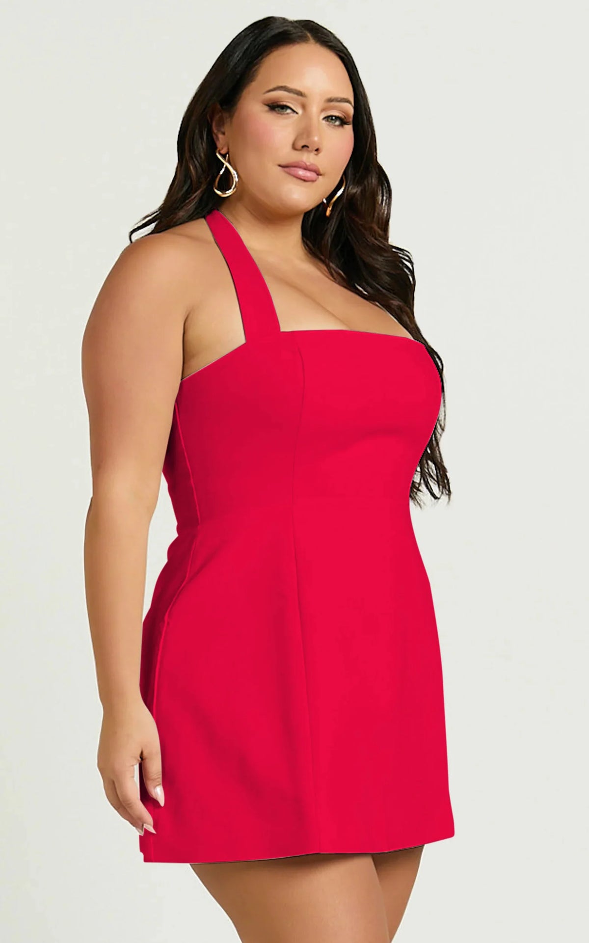 Dante Mini Dress - Halter Neck Tie Tulip Skirt Dress in Sage