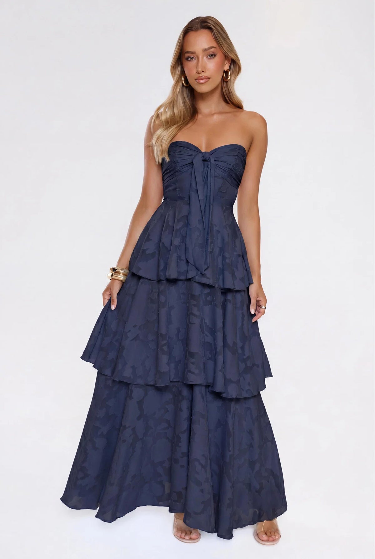 Frost Flare Strapless Maxi Dress Blue