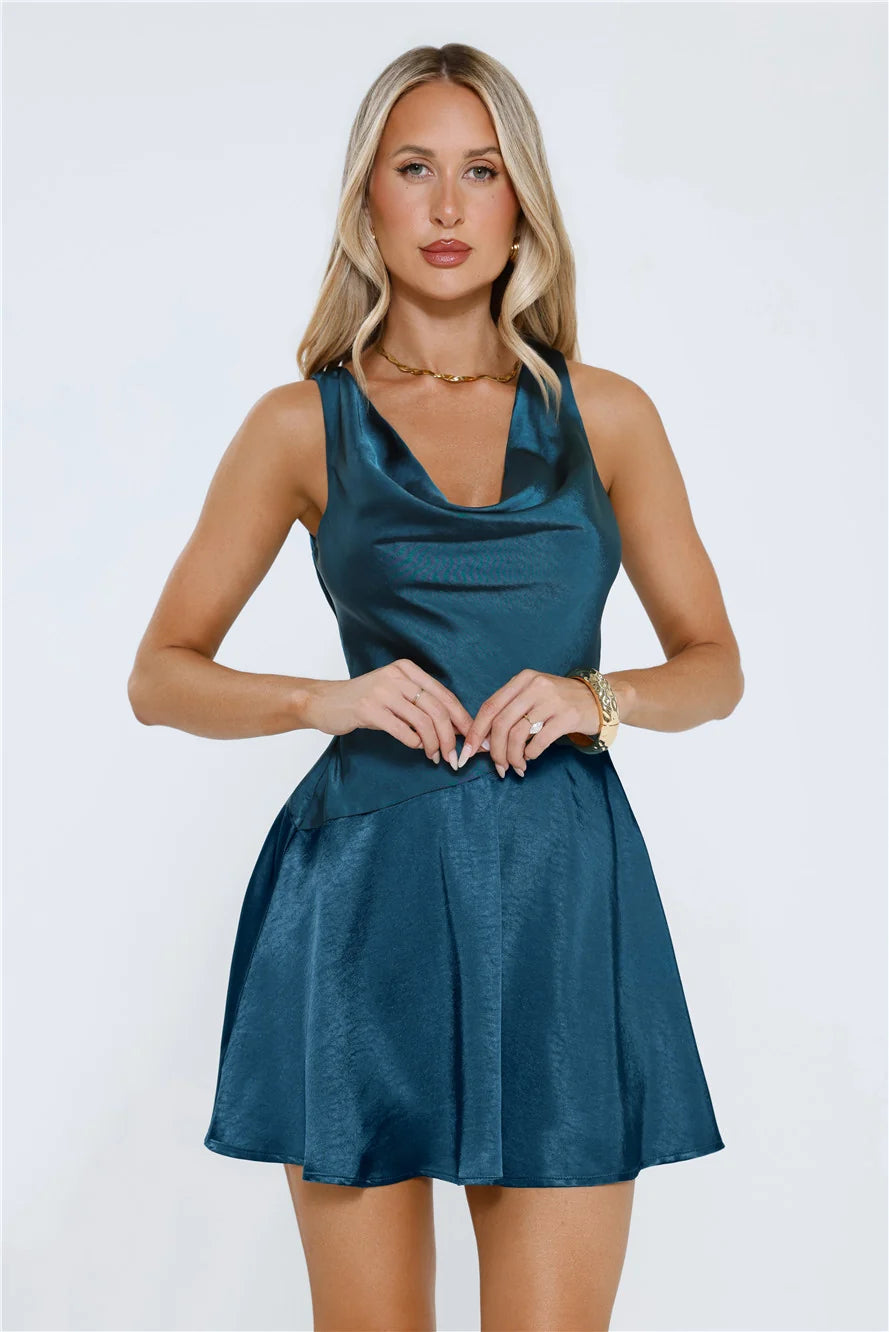 Rosé Before Sunset Satin Mini Dress Pink