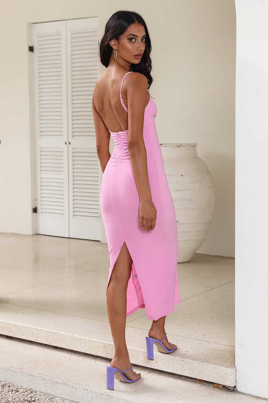 Loved The Ocean Midi Dress Pink