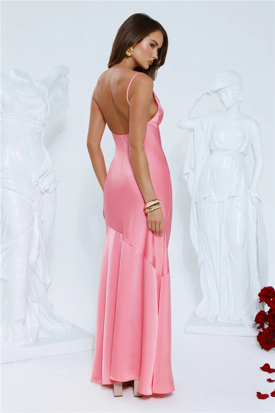 Brilliant Belle Satin Maxi Dress Navy