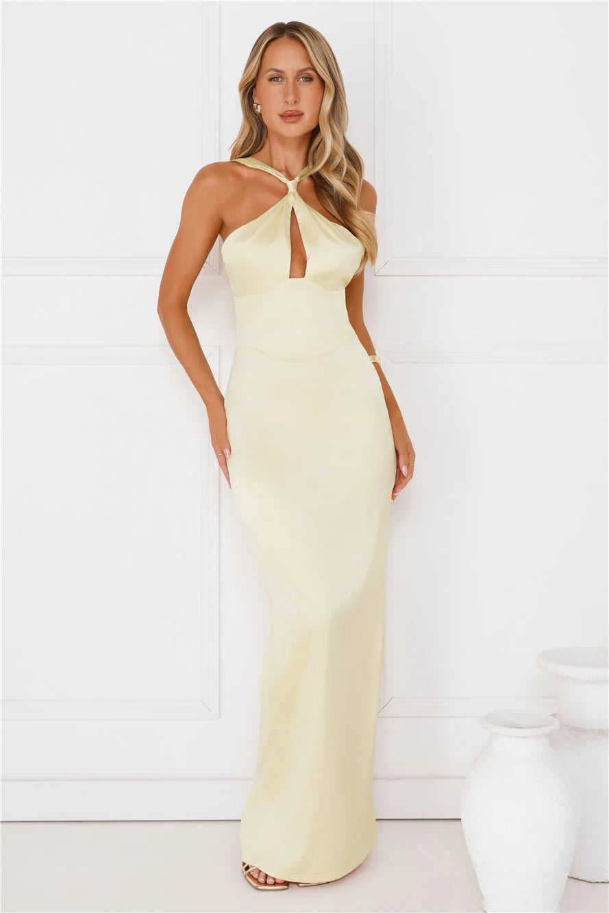 Diamond Elegance Satin Maxi Dress Red