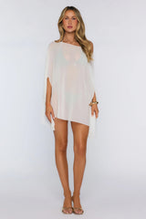 Sheer Chiffon Poncho White