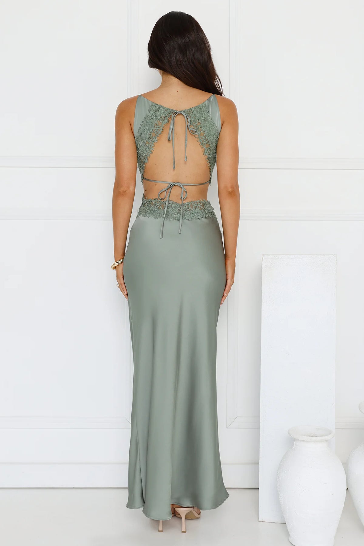 Satin Embrace Maxi Dress Sage