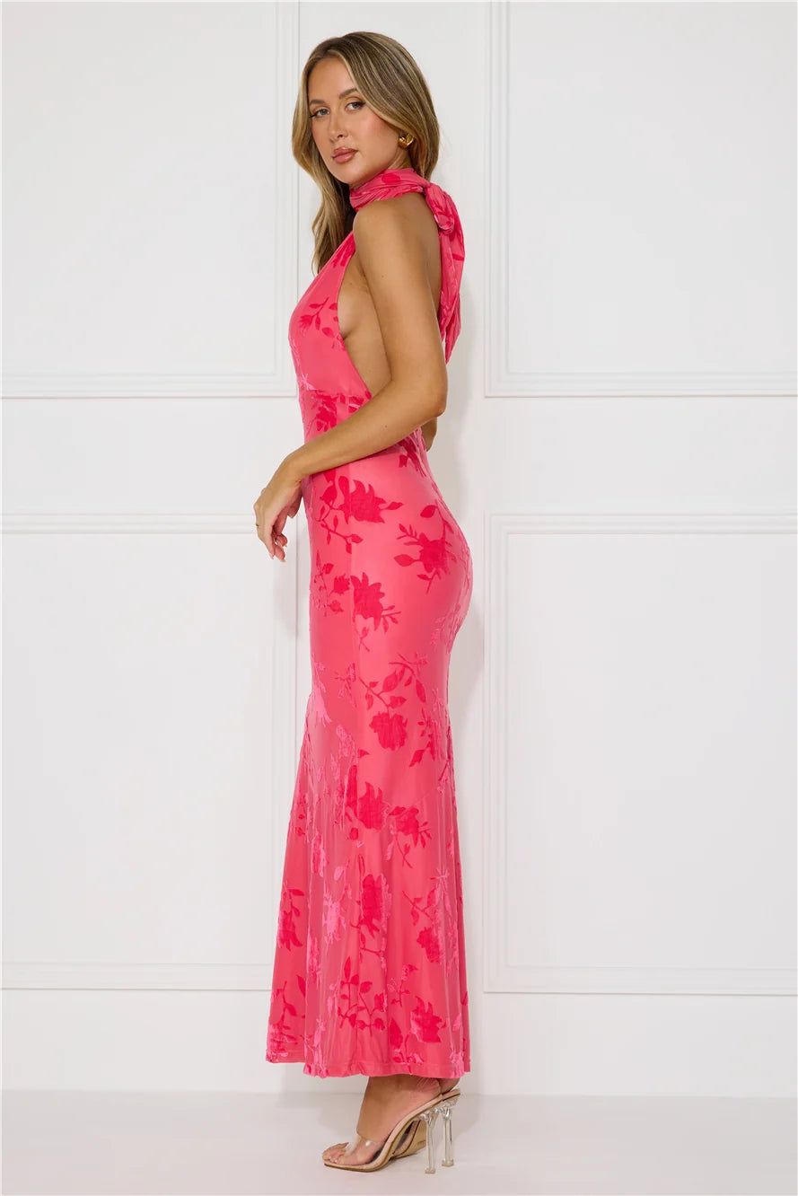 Shallow Love Halter Maxi Dress Blue