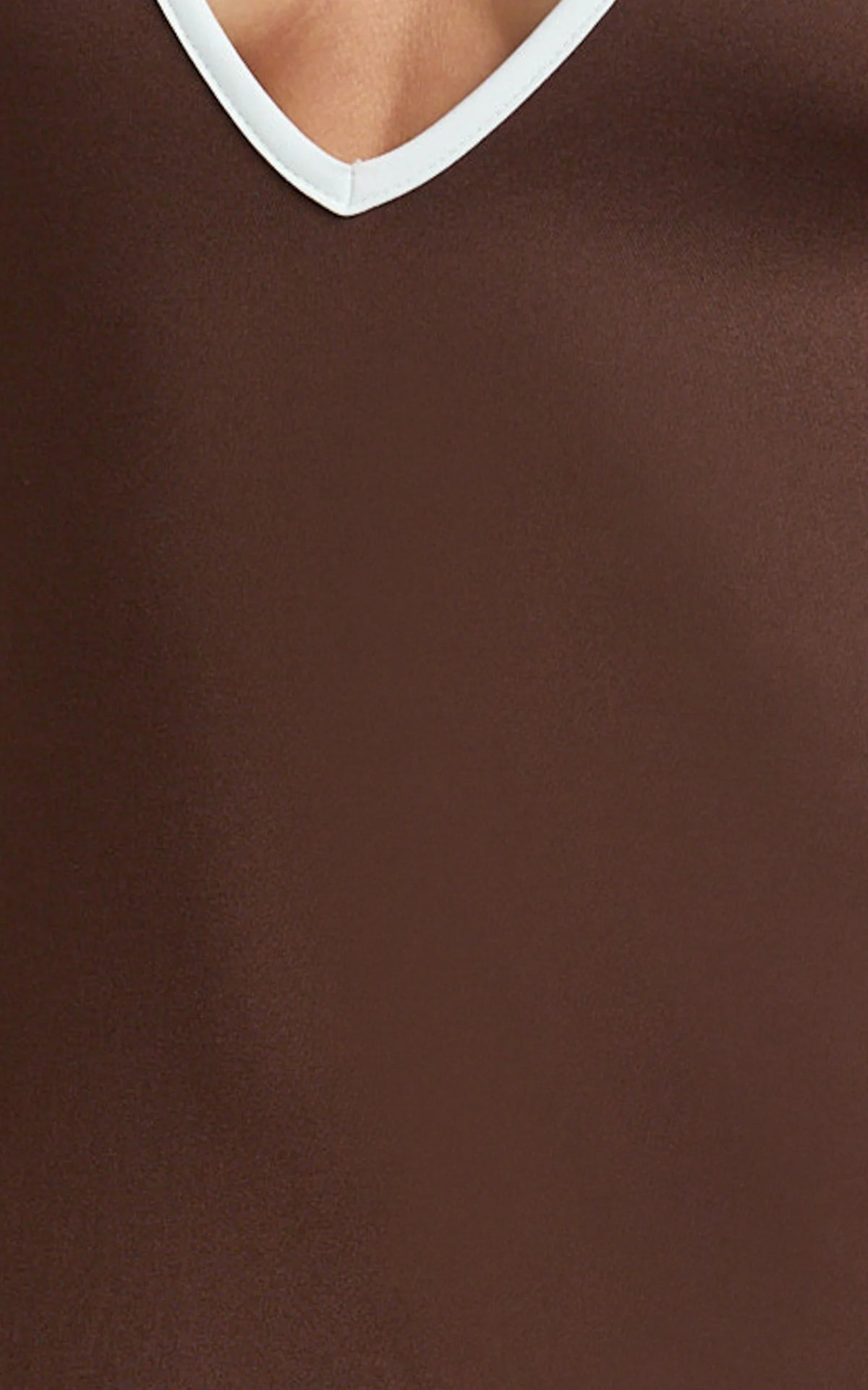 Allura Mini Dress - Deep V Halter Neck Tie Back Dress in Chocolate