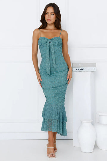 Dainty Design Mesh Midi Dress Green