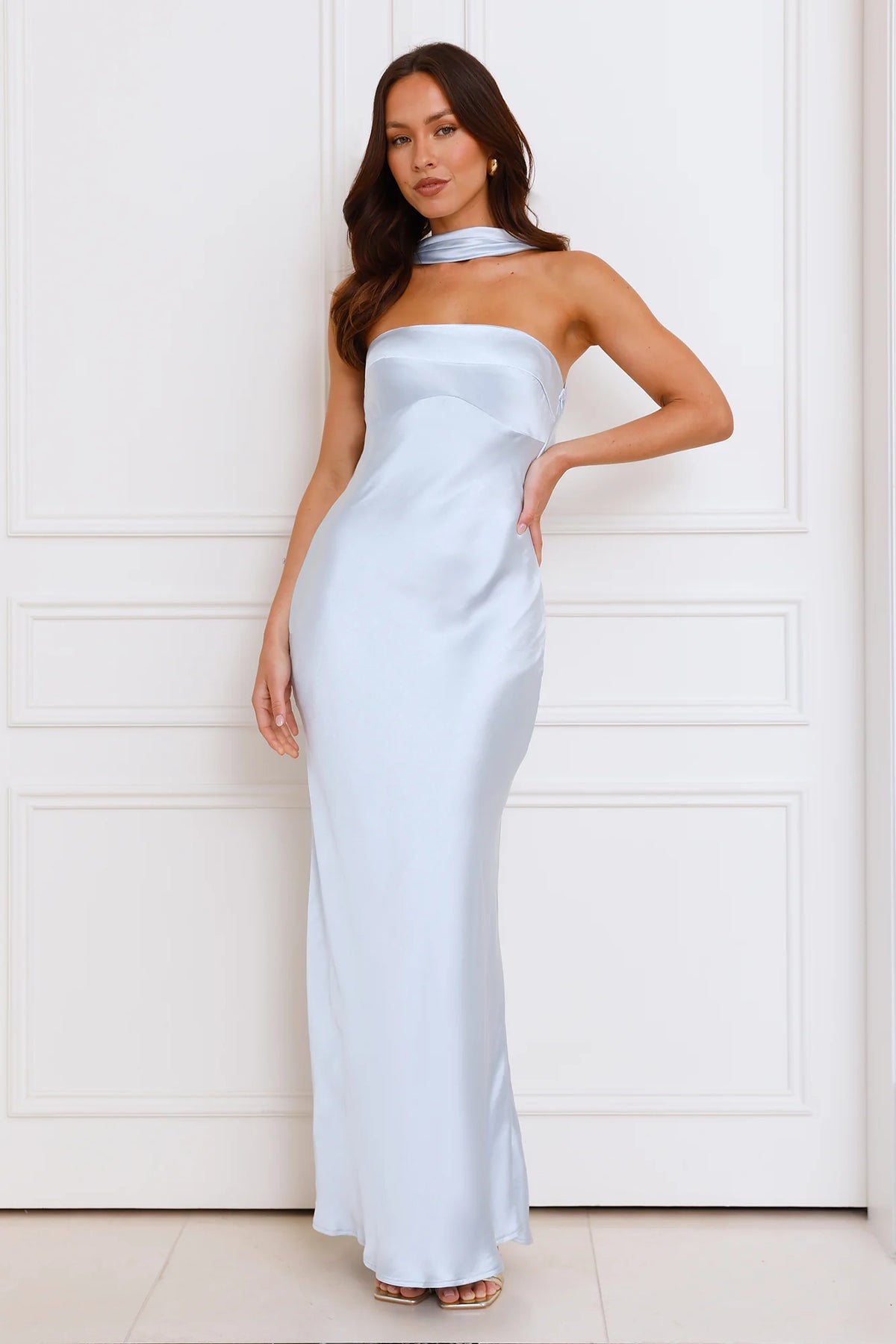 Precious Pearl Satin Maxi Dress Pink