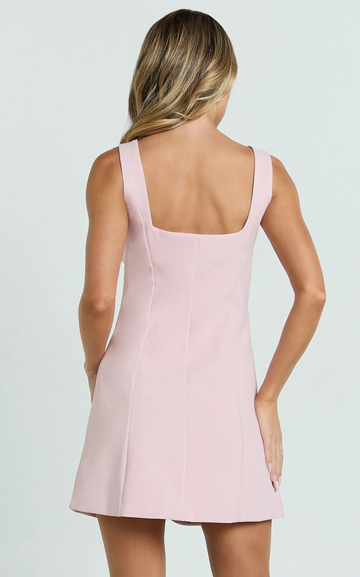 Kenna Mini Dress - Square Neck Button Down Mini Dress in Sage
