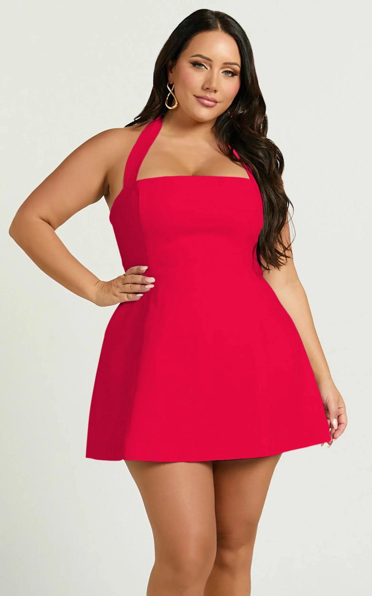 Dante Mini Dress - Halter Neck Tie Tulip Skirt Dress in Pink
