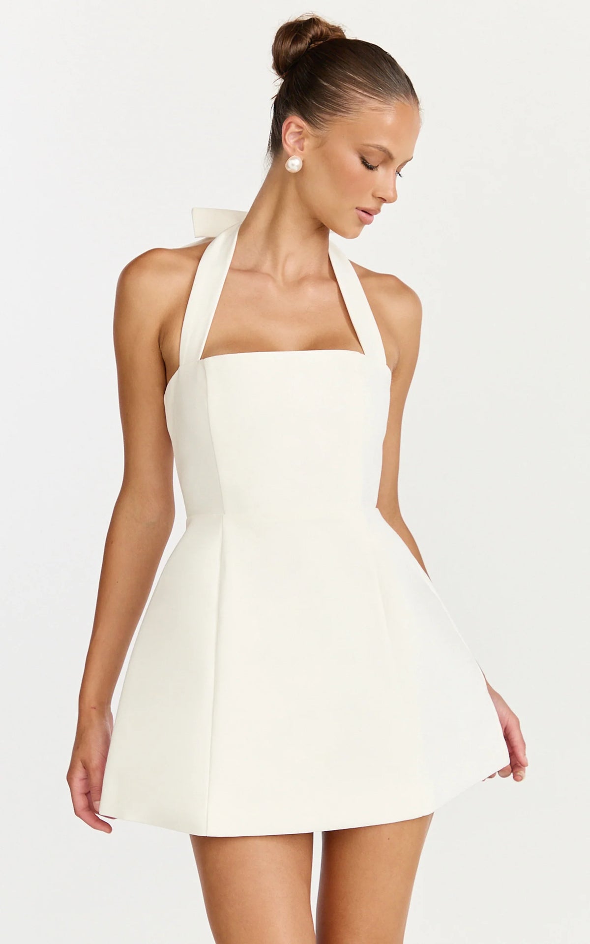 Dante Mini Dress - Halter Neck Tie Tulip Skirt Dress in Sage