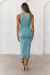 BASE  Repeat After Me Midi Dress Teal