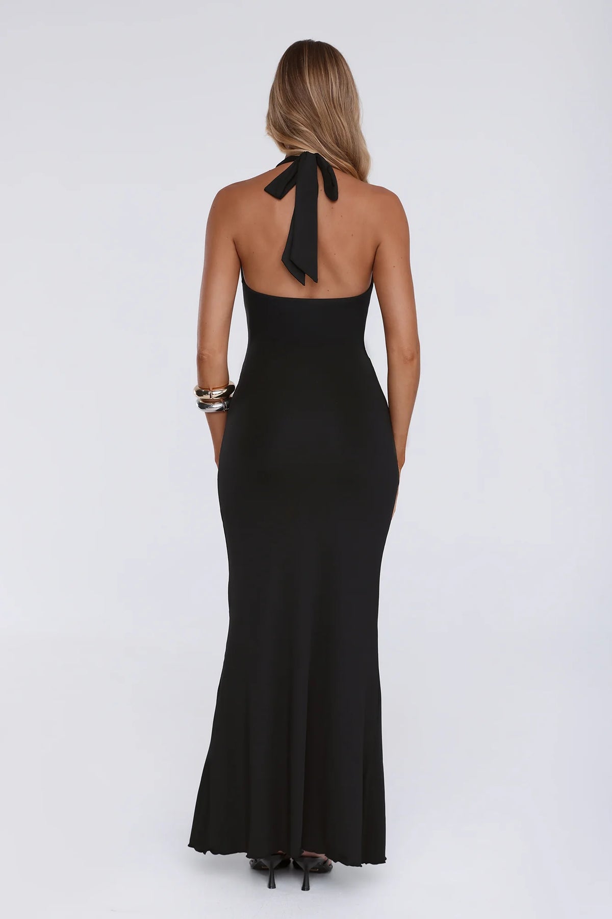 Pretty Now Halter Maxi Dress Black