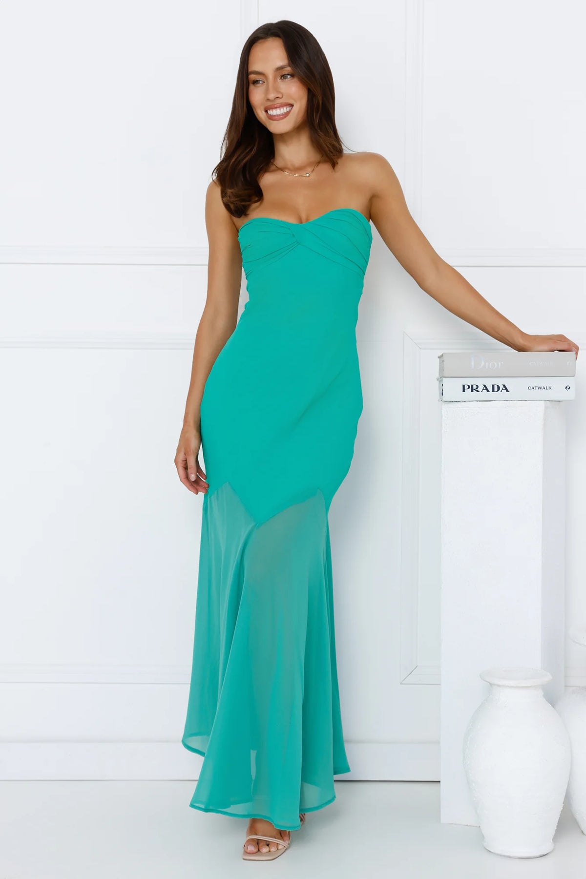 Luxe Leisure Strapless Maxi Dress Red
