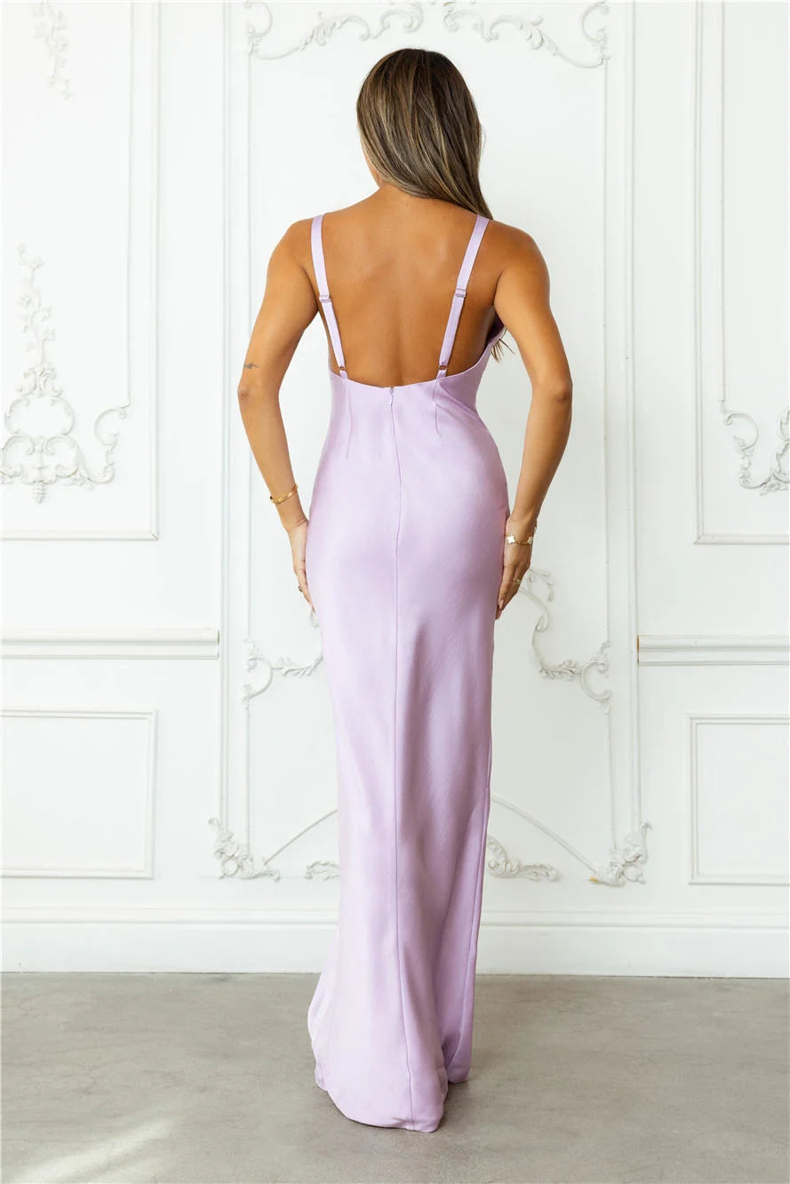 Ultimate Affair Satin Maxi Dress Blue