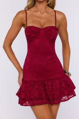 Love In Motion Lace Mini Dress Red