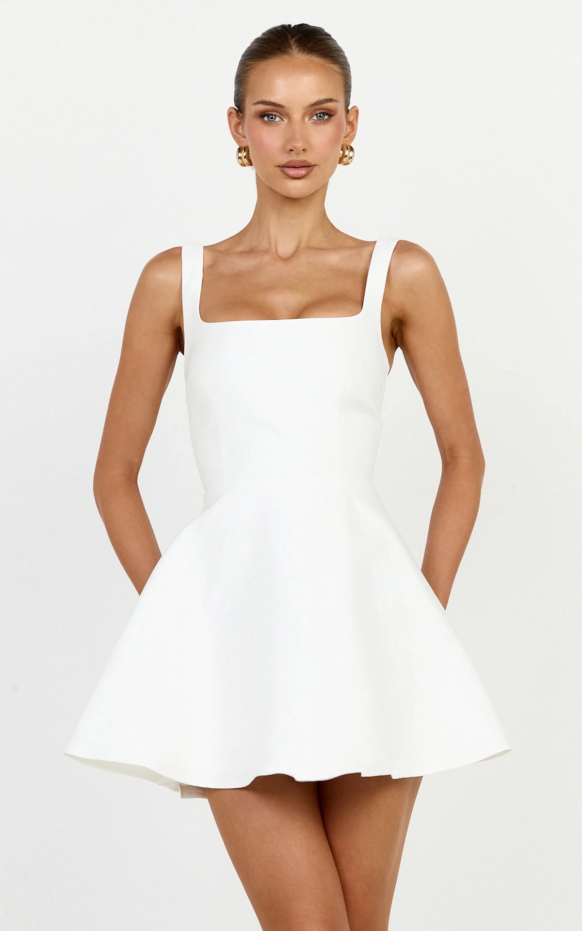 Talia Mini Dress - Scoop Neck Fit And Flare Dres in Black