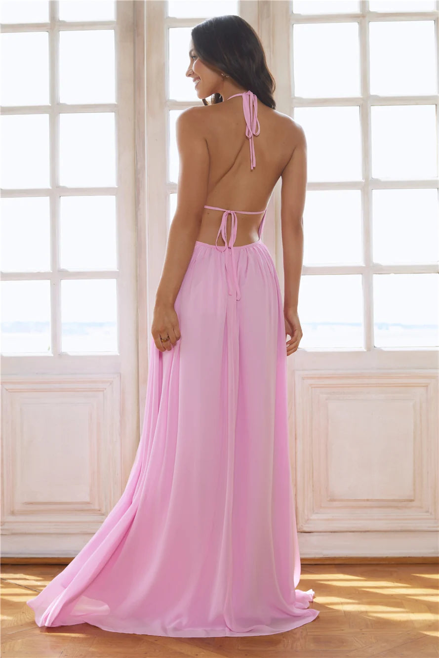 Luxuriously Stylish Halter Maxi Dress Black