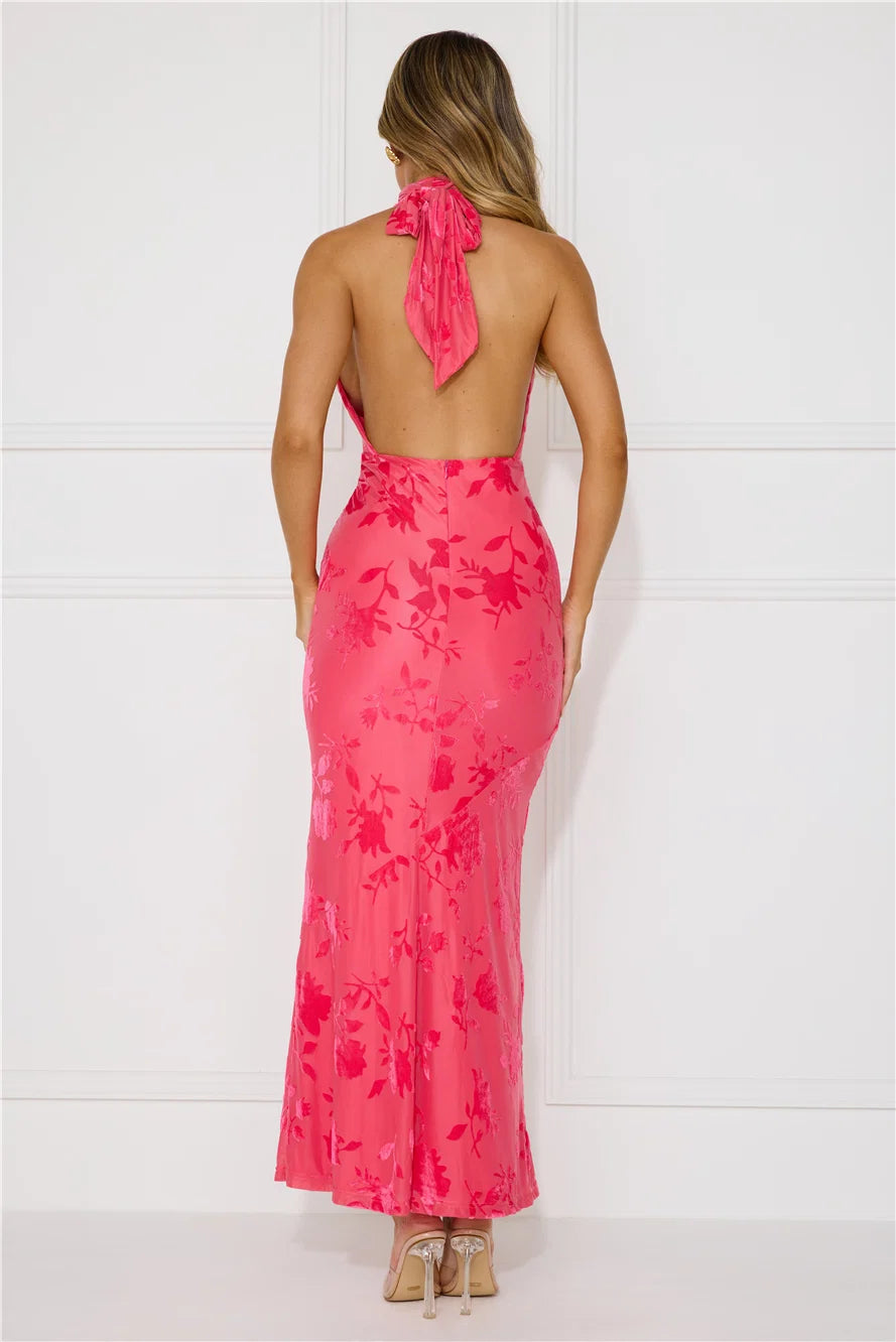 Shallow Love Halter Maxi Dress Blue