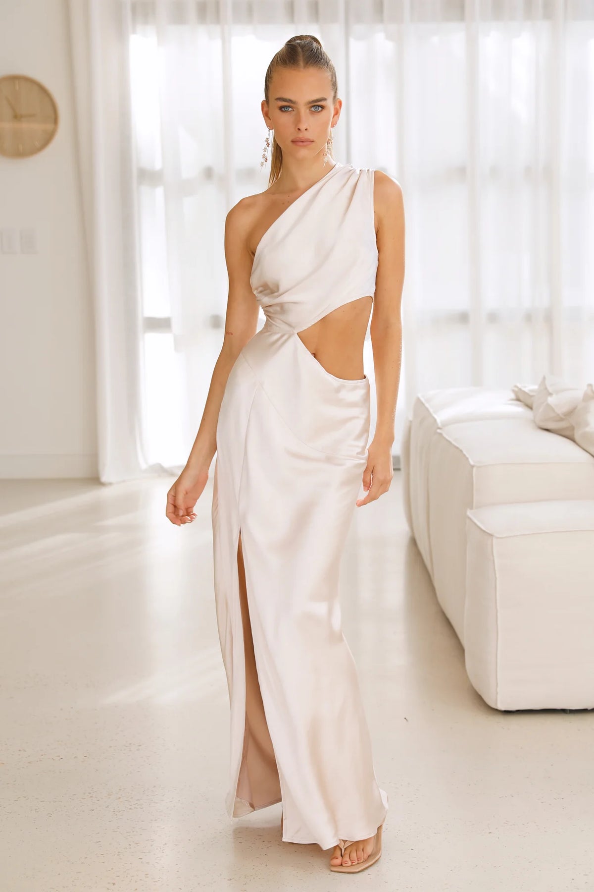 Poker Faced Satin Maxi Dress Green