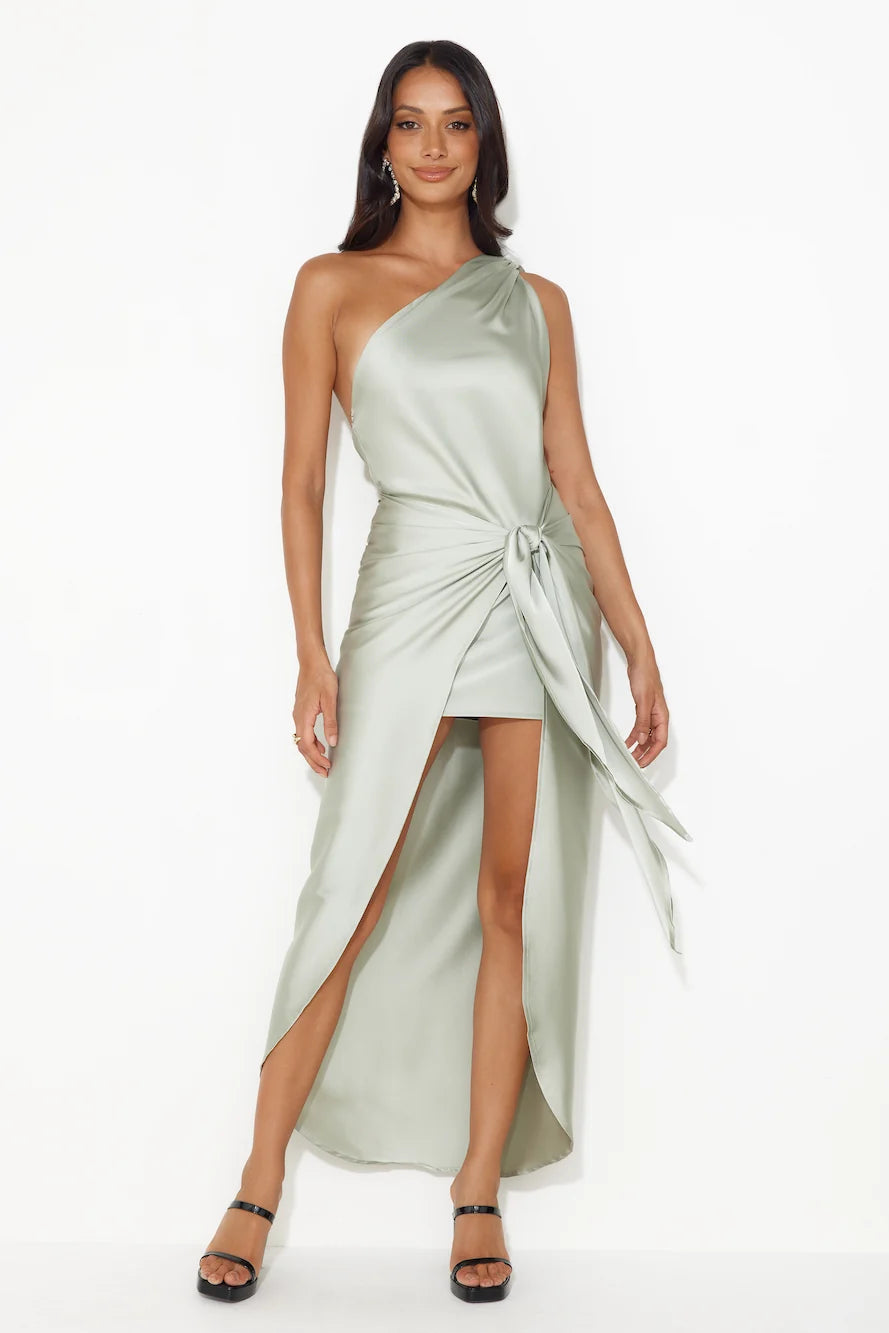 Make Her Move Satin Midi Dress Teal