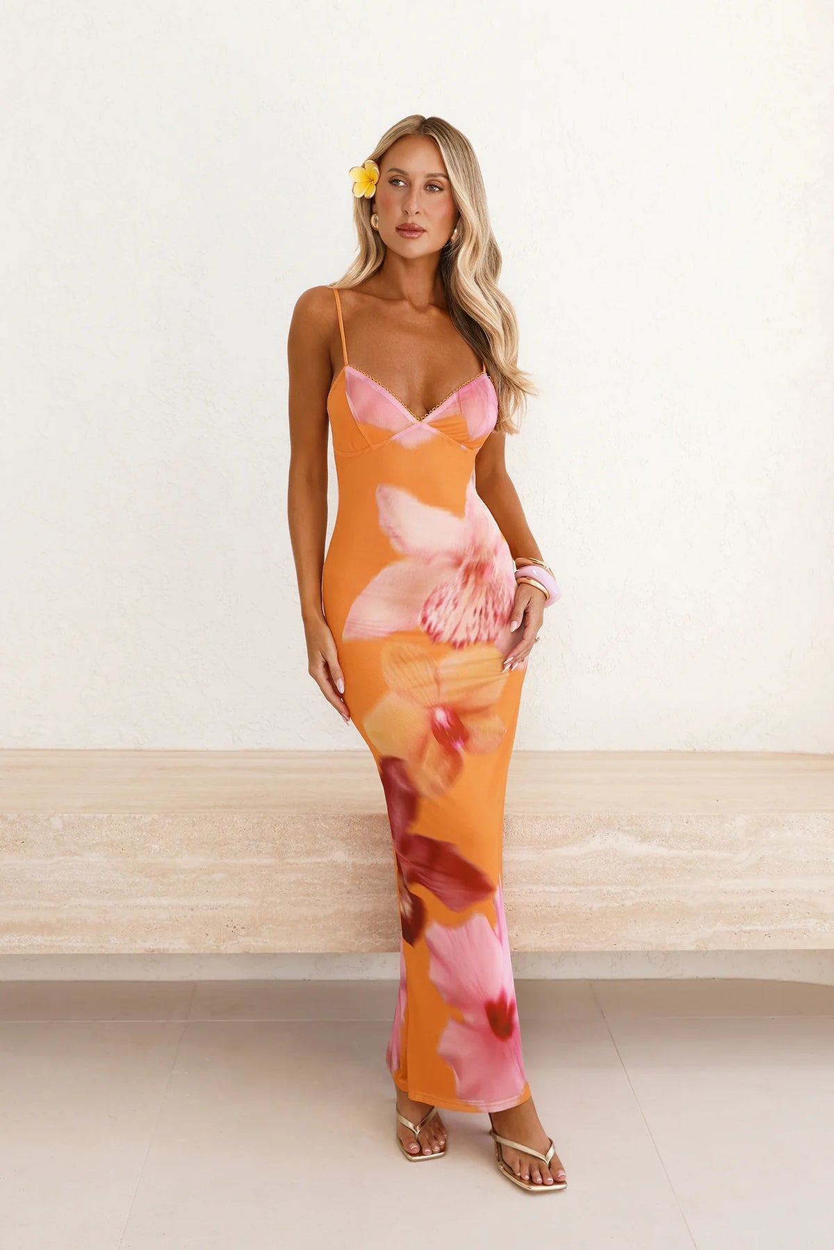 Sunset Sangria Mesh Maxi Dress Orange