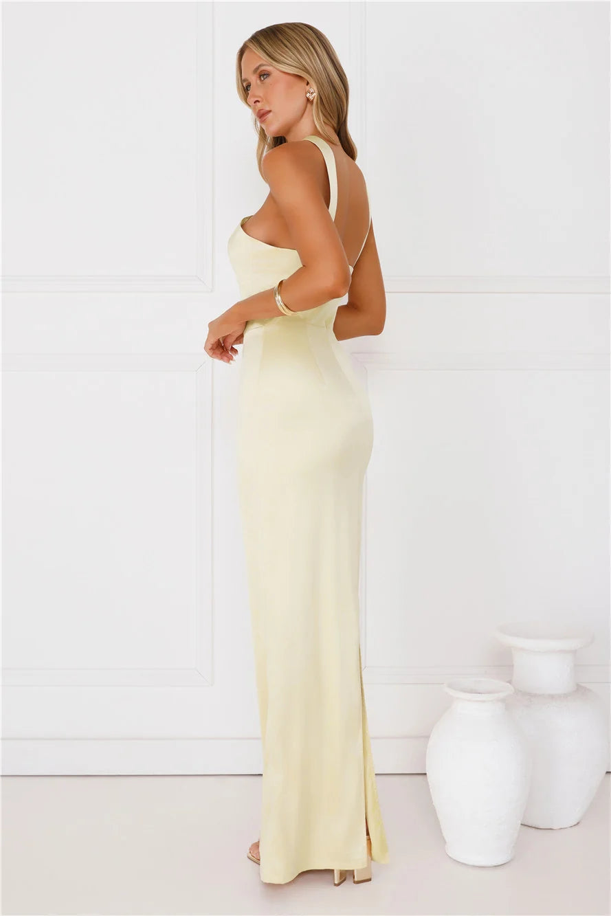 Diamond Elegance Satin Maxi Dress Red