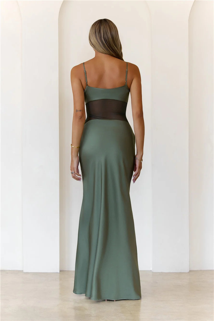 High Definition Satin Maxi Dress Black