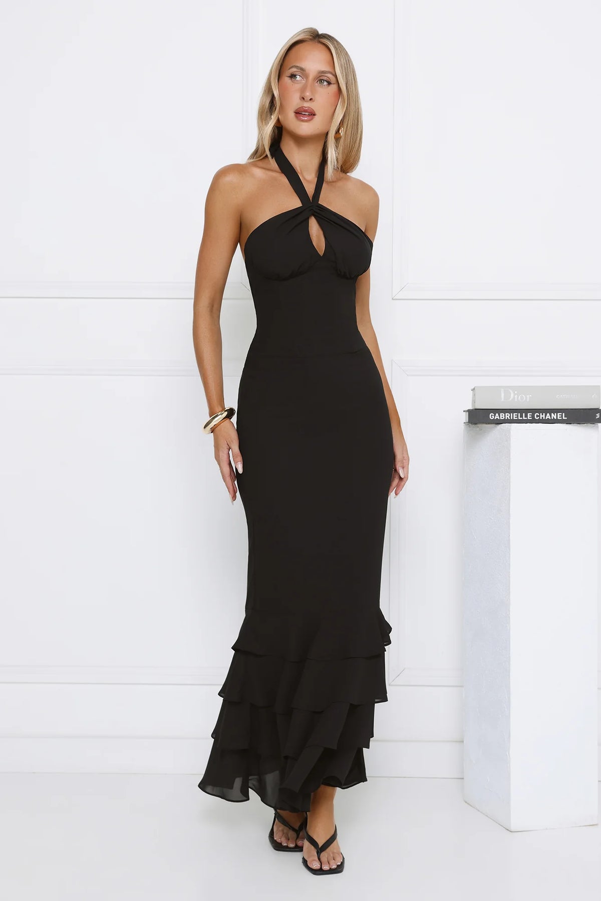 The Cool Standard Halter Maxi Dress Blue
