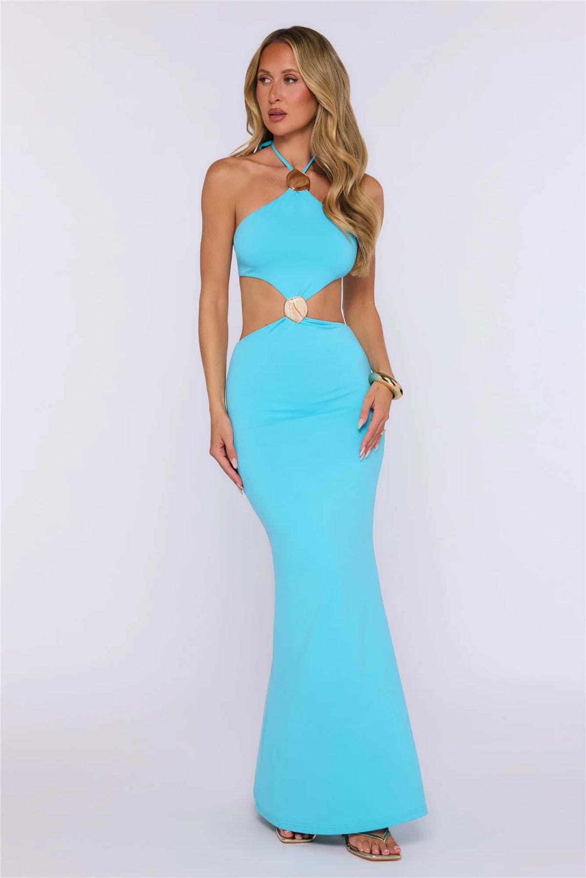 Salt Air Soirée Halter Maxi Dress Black