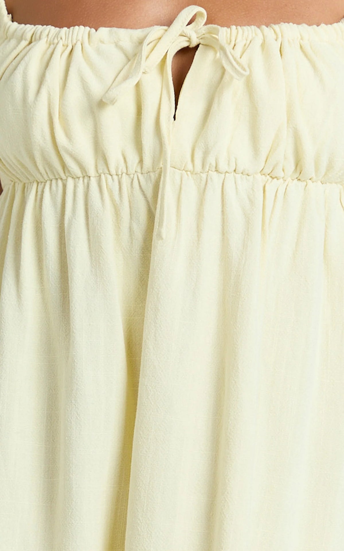 Brooks Mini Dress - Puff Sleeve Front Tie Babydoll Dress in Lemon