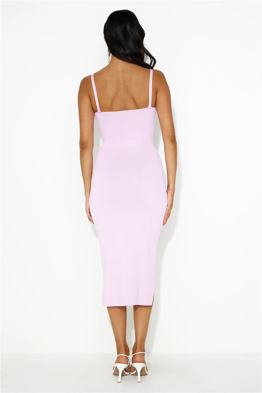 Beauty Of You Ribbed Midi Dress Beige