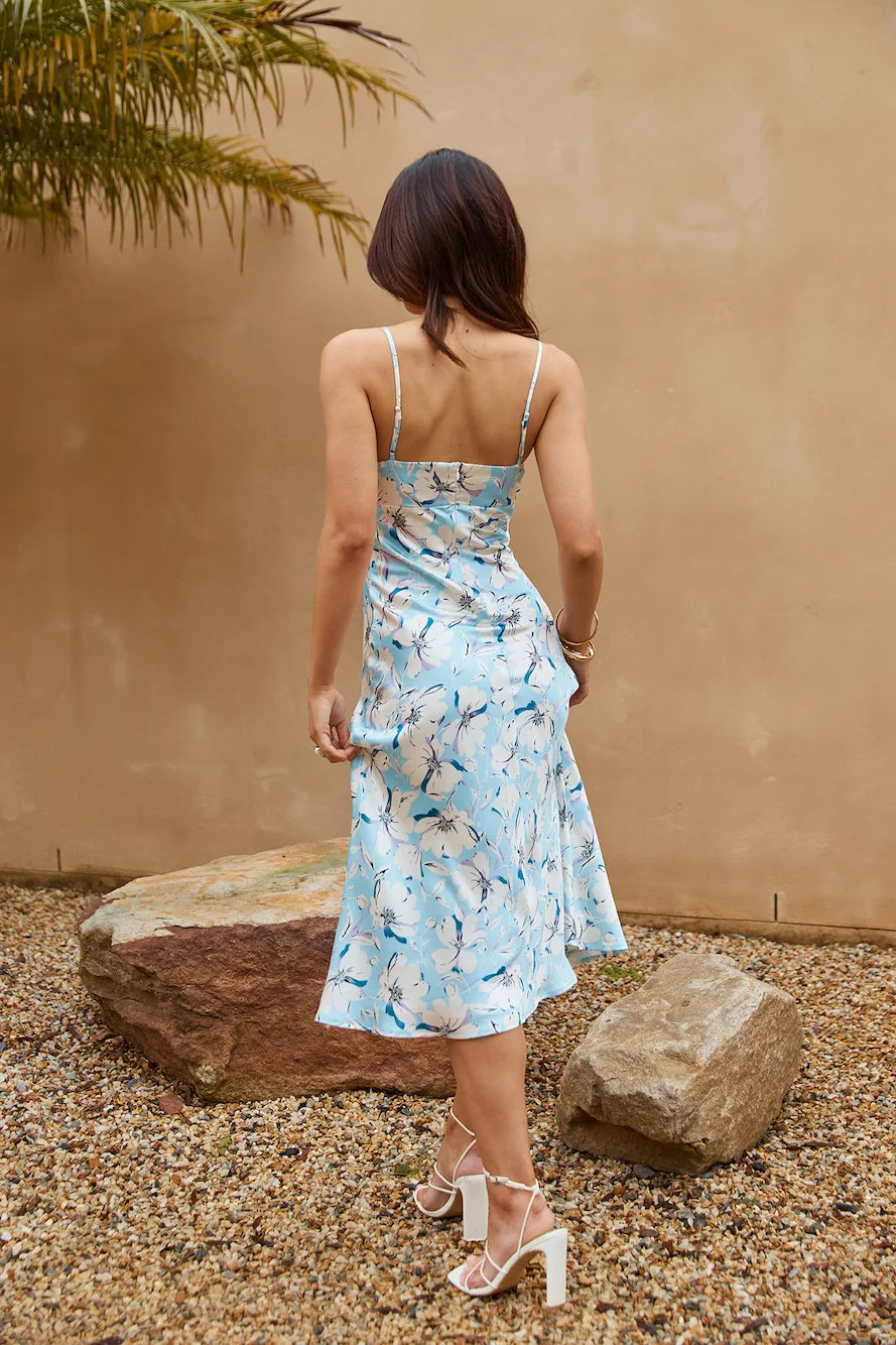 Confidence Blossom Midi Dress Blue