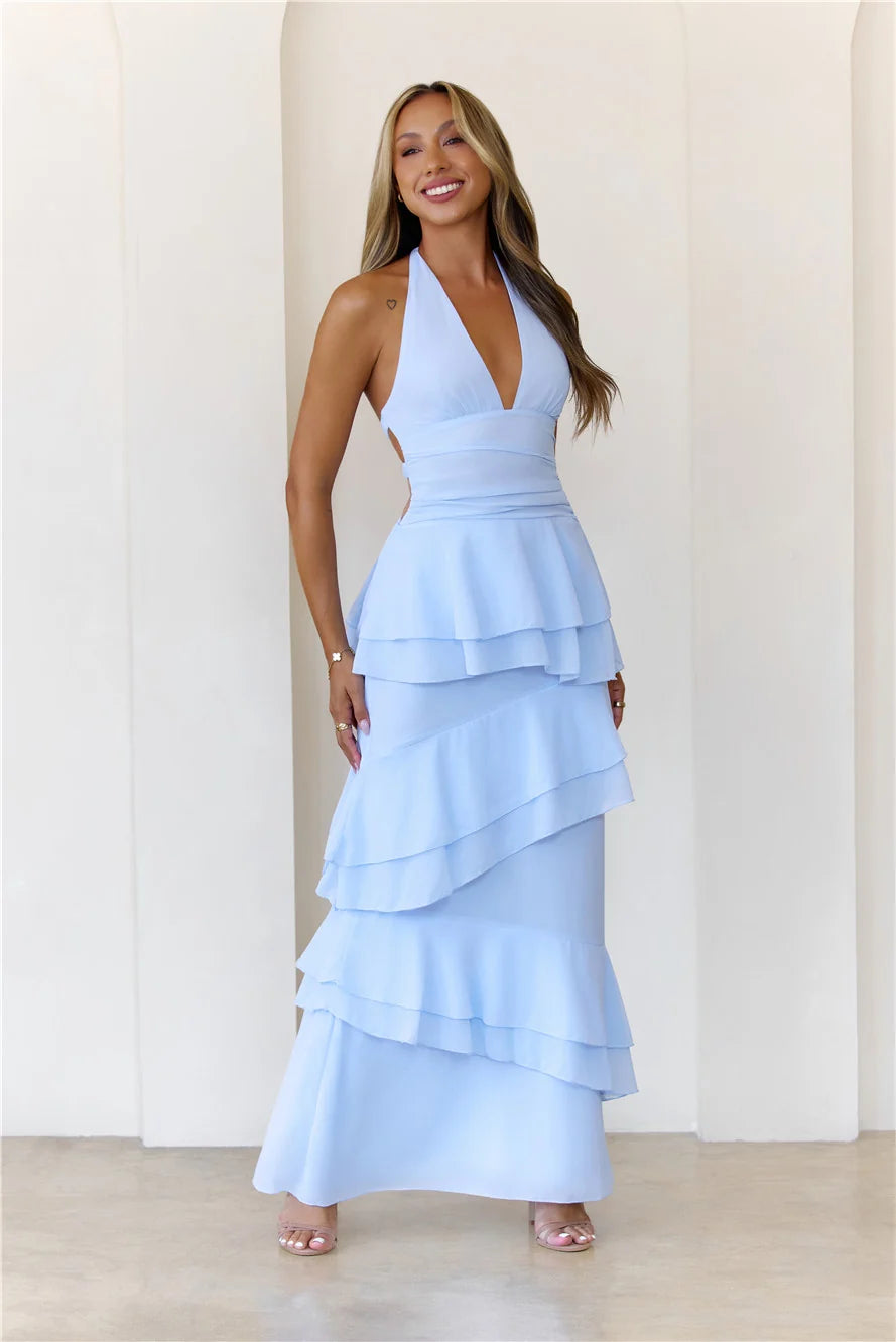Power Glow Halter Maxi Dress Lilac