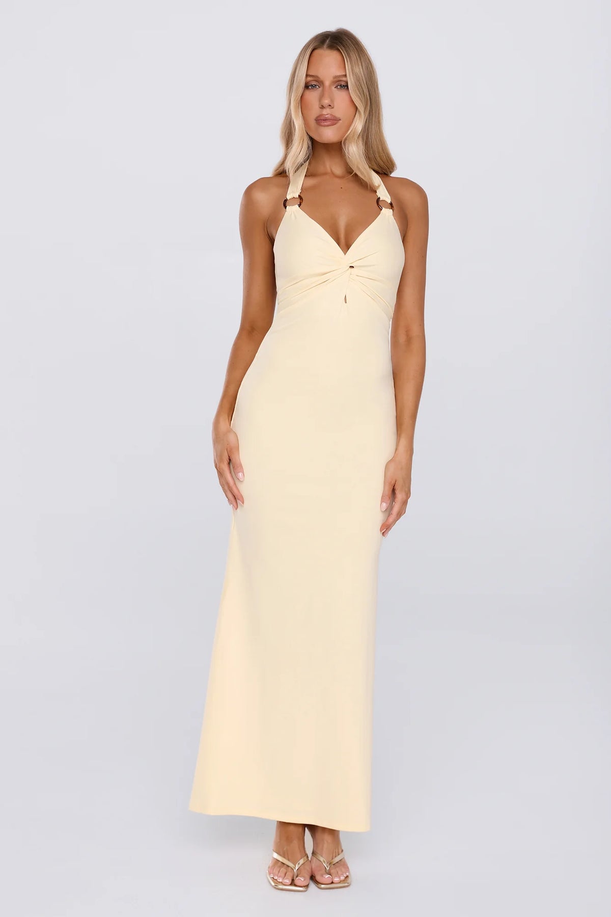 Sunkissed Halter Twist Maxi Dress Chocolate