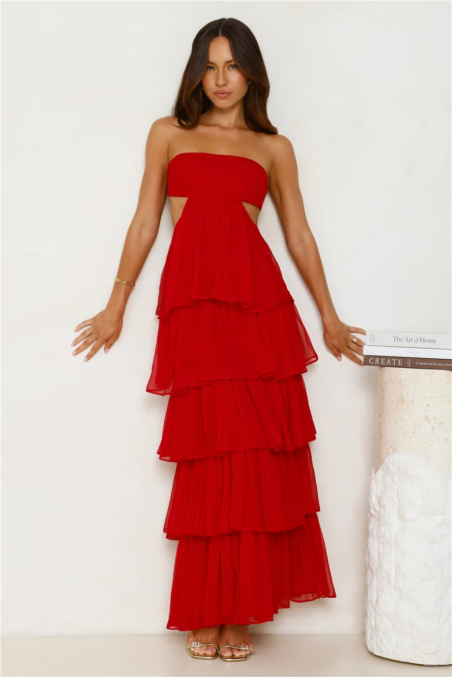 Luxe Mode Strapless Maxi Dress Pink