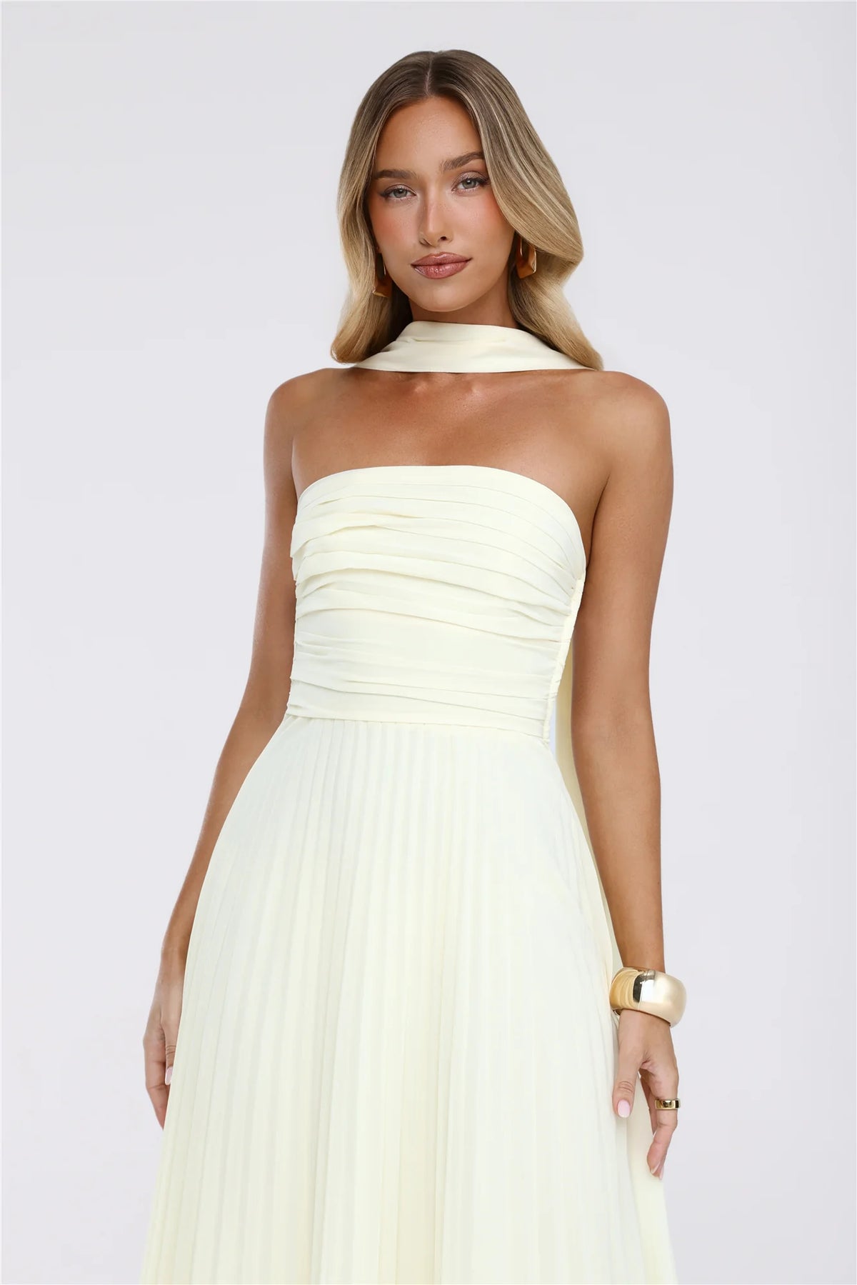 Sugar Babe Strapless Pleated Maxi Dress Blue
