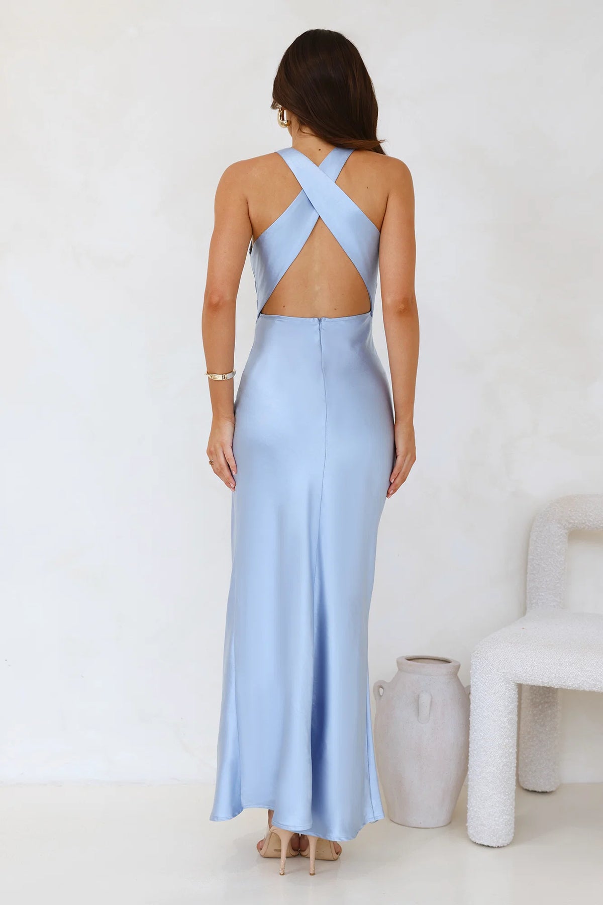 Eden Satin Maxi Dress Rose