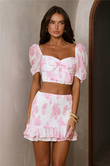 Daydream Petals Crop Top Pink Floral Print