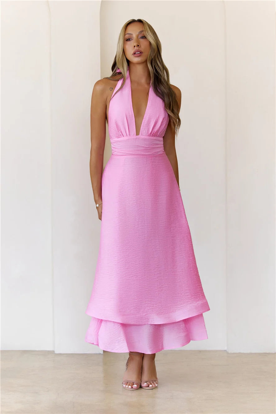 Opal Glow Halter Maxi Dress Blue