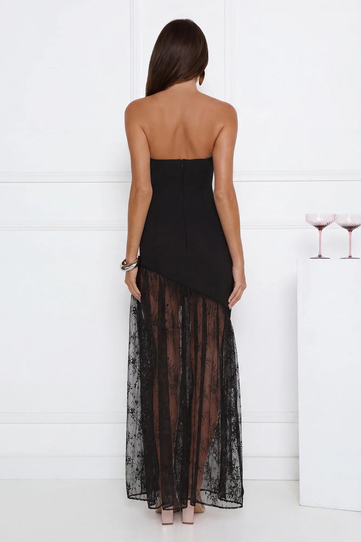 Fit For The Front Row Strapless Maxi Dress Pink