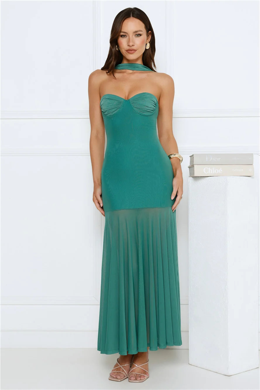 Serene Sway Strapless Maxi Dress Red